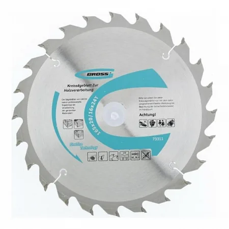 Диск пильный 165x20/16x24Т мм Gross